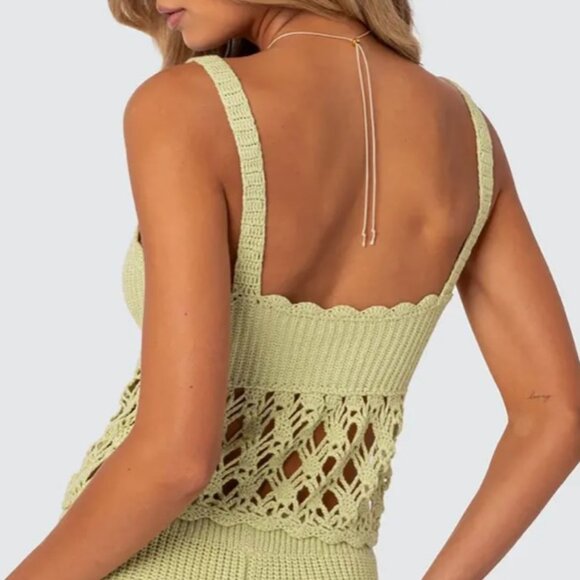 EDIKTED WOMEN'S DANIIKA SAGE CROP COCHET TOP - Picture 2 of 6